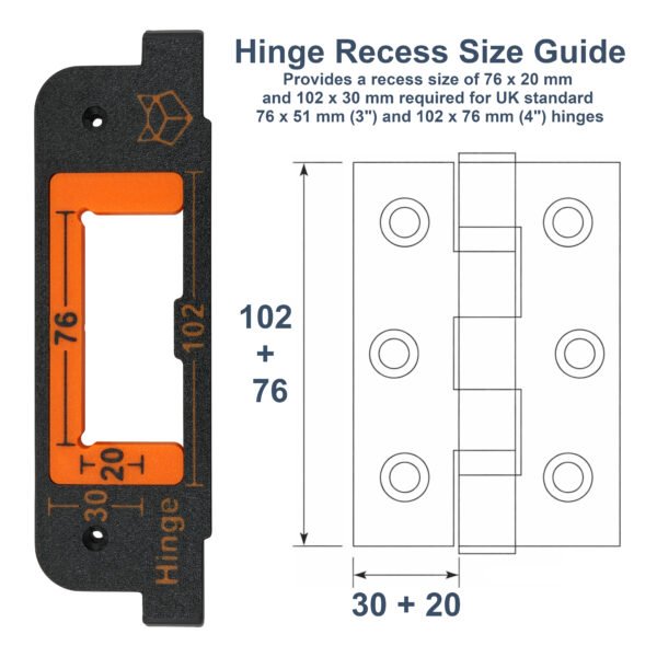 76mm (3") + 102mm (4") Hinge Jig Router Template for Door and Door Frame